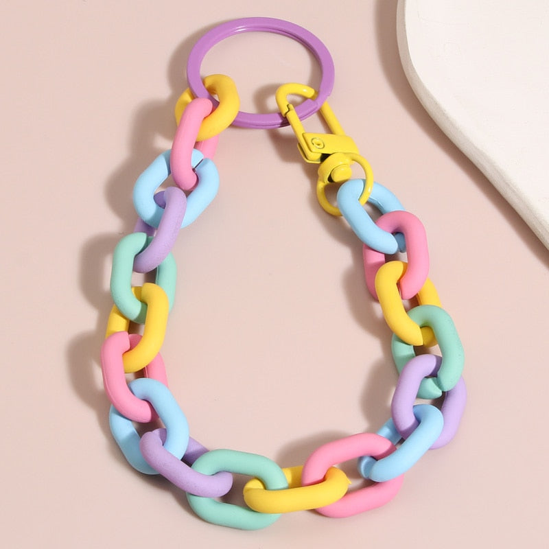 Colorful Fashion Unique Link Chain Design Handmade Jewelry Phone Key Ring Keychain