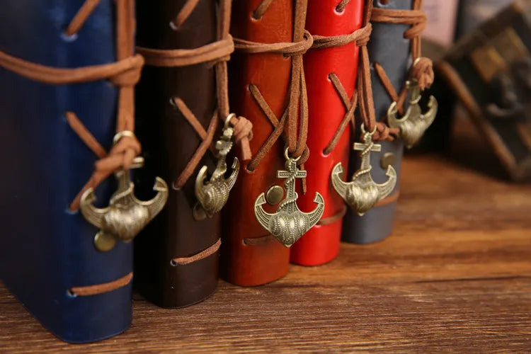 Retro Spiral Vintage Pirate Anchor Leather Scrapbook Travel Journal Diary Notebook - Accessoriesforever