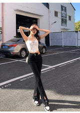 Stylish Trendy High Waist Stretch Slim Wide Leg Flared Boot Cut Denim Pants Jeans