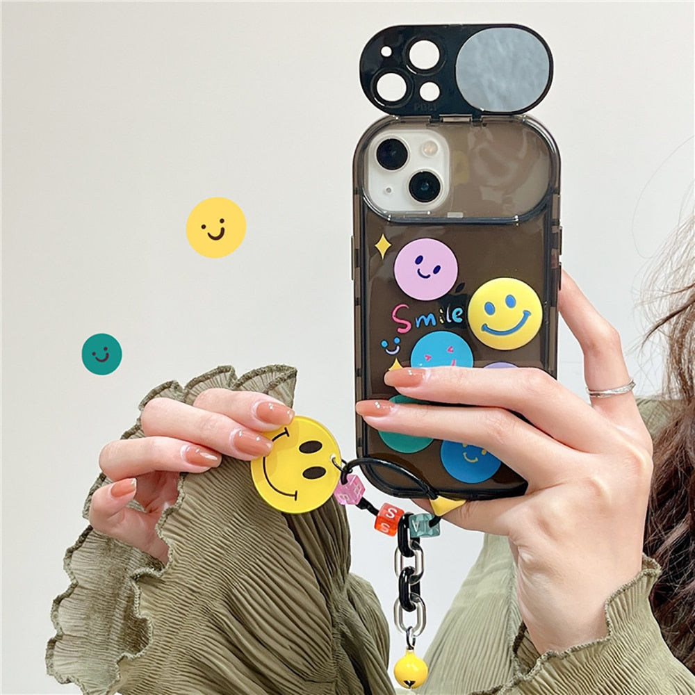 Cute Smiley Mini Mirror Soft iPhone Protective Phone Case Cover