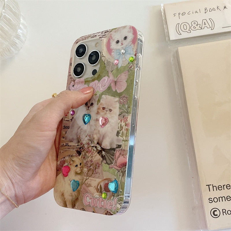 Adorable Cute Cat & Dog Design iPhone Phone Soft Cover Case