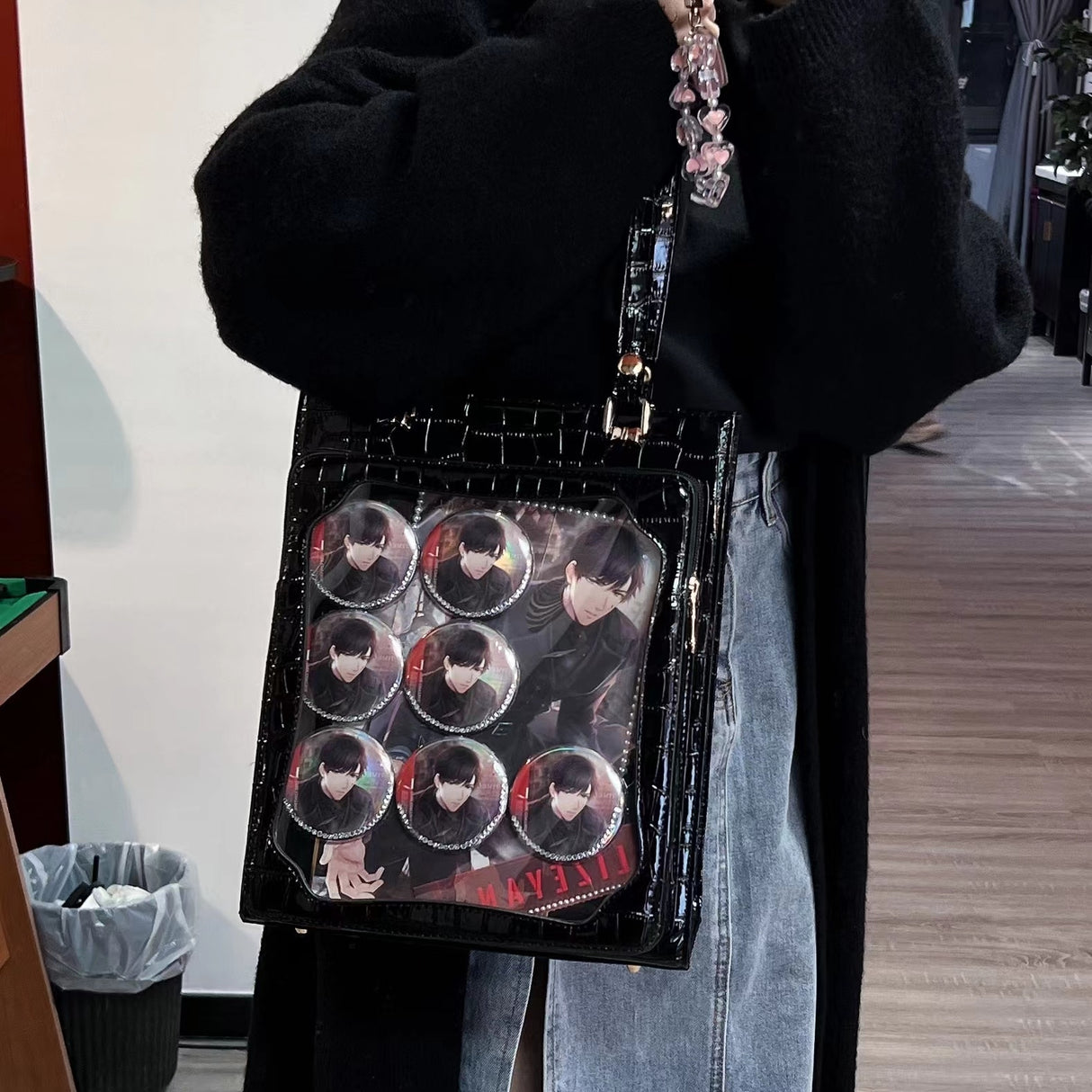 Stylish Trendy Large Clear Window Fashion Ita-bag Pin Bag Handbag Tote