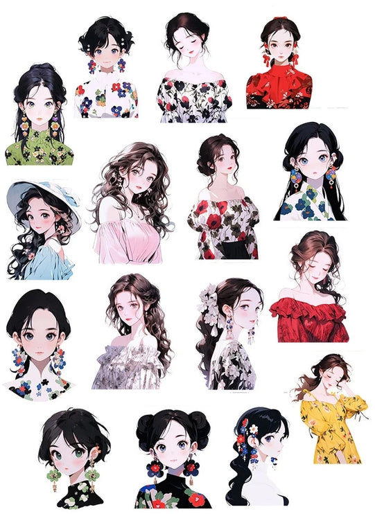 16pc Cartoon Time Beauty Girls Scrapbooking DIY Craft Decor Journal Stickers - Accessoriesforever