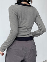 Basic Casual Streetwear Knit Long Sleeves Fashion Crop Top