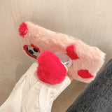 Beautiful Love Heart Design Fluffy Fur Plush iPhone Protective Phone Case Cover