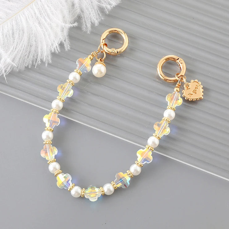 Baroque Pearl Phone Hand Chain - Elegant Beaded Wrist Strap for Bags & Phones