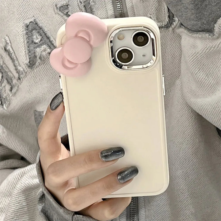 Cute 3D Pink Bowknot Soft Silicone Phone Case Cover for iPhone 15 14 13 12 11 Pro Max X XR