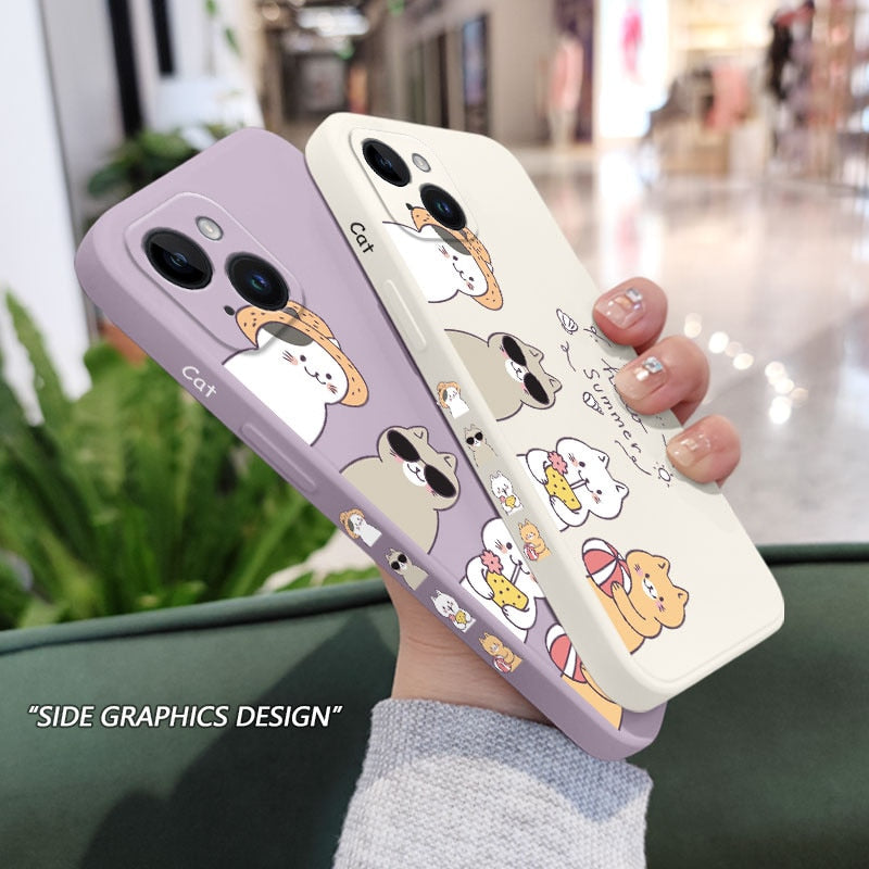 Cute Adorable Vacation Cat Design iPhone Cover Case