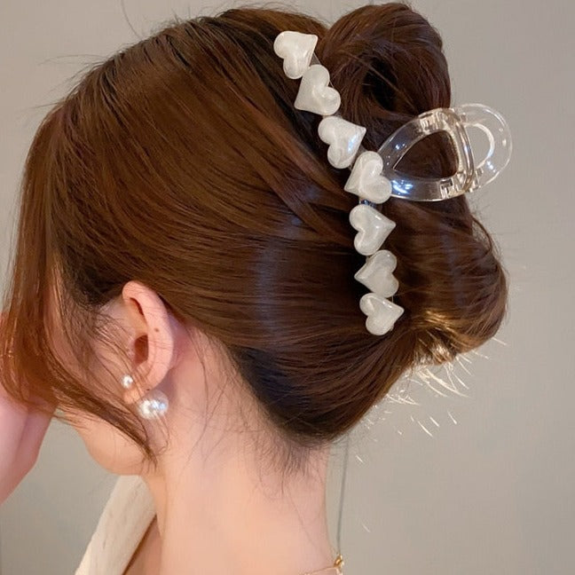 Sweet Adorable Love Heart Charm Jelly Fashion Hair Clip Claw