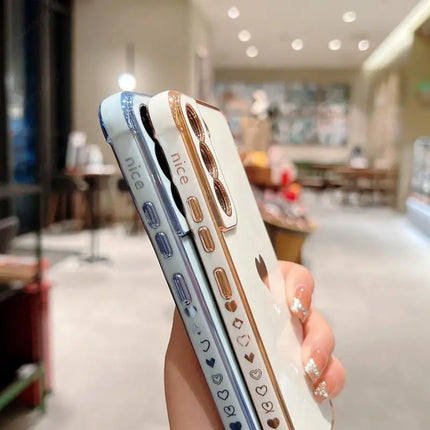 Luxury Plating Side Love Heart Design Slim Phone Case Samsung Galaxy