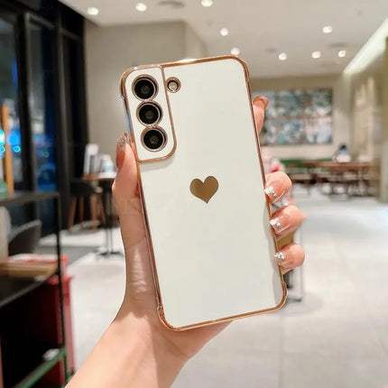 Luxury Plating Side Love Heart Design Slim Phone Case Samsung Galaxy