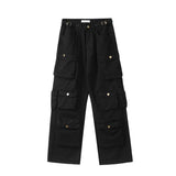 Stylish Multi-Pocket Cargo Pants Retro Street Fashion High Waist Wide Legs Casual Jeans