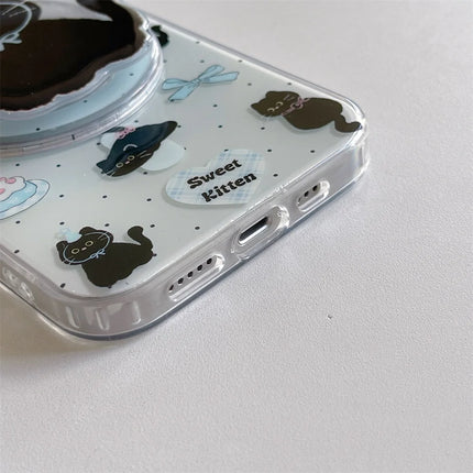 Cute Black Cat Magnetic Holder Stand MagSafe Phone Case Cover for iPhone - Accessoriesforever