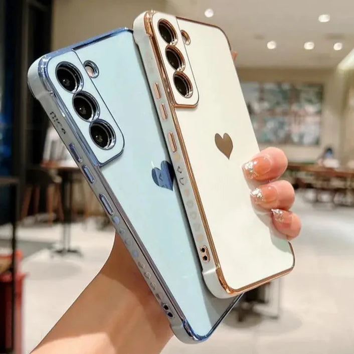 Luxury Plating Side Love Heart Design Slim Phone Case Samsung Galaxy
