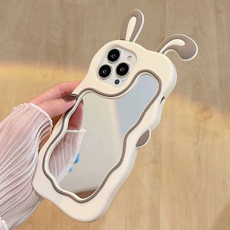 Cute Rabbit Bunny Ear Mirror Soft iPhone Protective Phone Case Cover