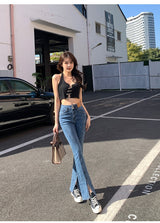 Stylish Trendy High Waist Stretch Slim Wide Leg Flared Boot Cut Denim Pants Jeans