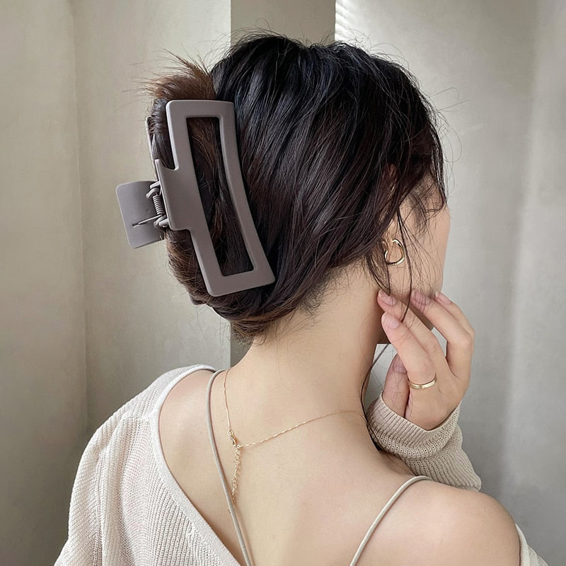 Large Oversized Rectangular Frosted Matted Fashion Hair Jewelry Clip Claw
