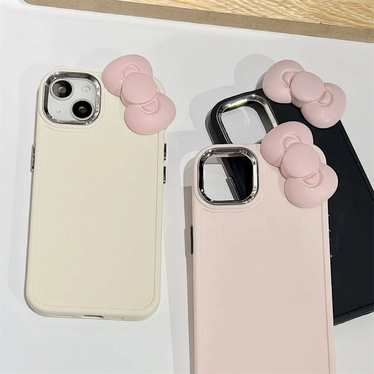 Cute 3D Pink Bowknot Soft Silicone Phone Case Cover for iPhone 15 14 13 12 11 Pro Max X XR