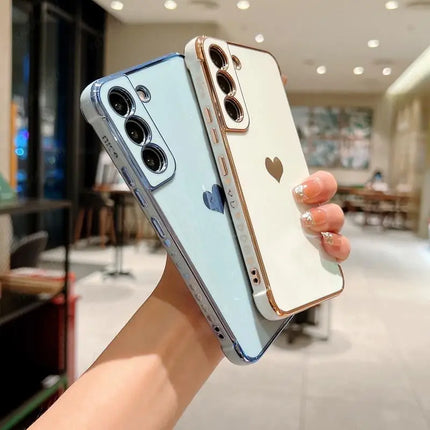 Luxury Plating Side Love Heart Design Slim Phone Case Samsung Galaxy
