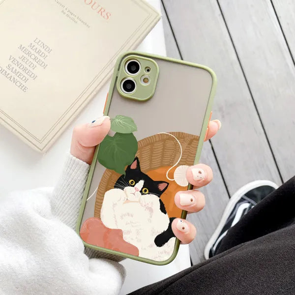 Adorable Cat Design Phone Case Cover for iPhone 15 14 Pro Max Plus