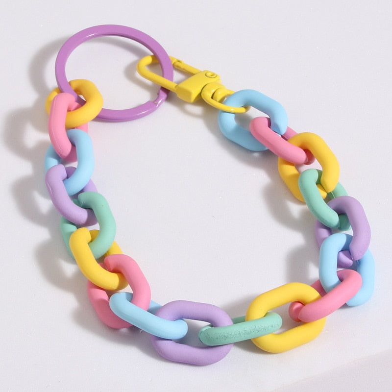 Colorful Fashion Unique Link Chain Design Handmade Jewelry Phone Key Ring Keychain
