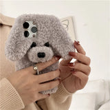 Cute 3D Teddy Dog Soft Fluffy Phone Phone Case Cover For iPhone 15 14 13 12 11 Pro Max Mini X XS XR 8 7 6 SE