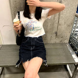 Cute Fashion Short Length Graphic Streetwear Crop Top T-shirt Tee