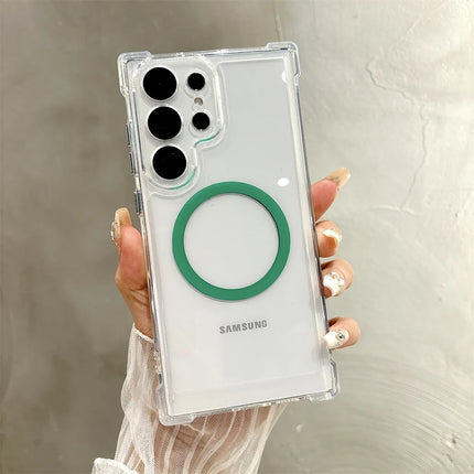 Luxury Reinforced Corners Transparent Armour Magnetic Case for Samsung Galaxy