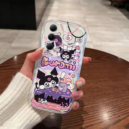 Cute My Melody & Kuromi Cartoon 3D Wave Transparent Clear Phone Case for Samsung Galaxy