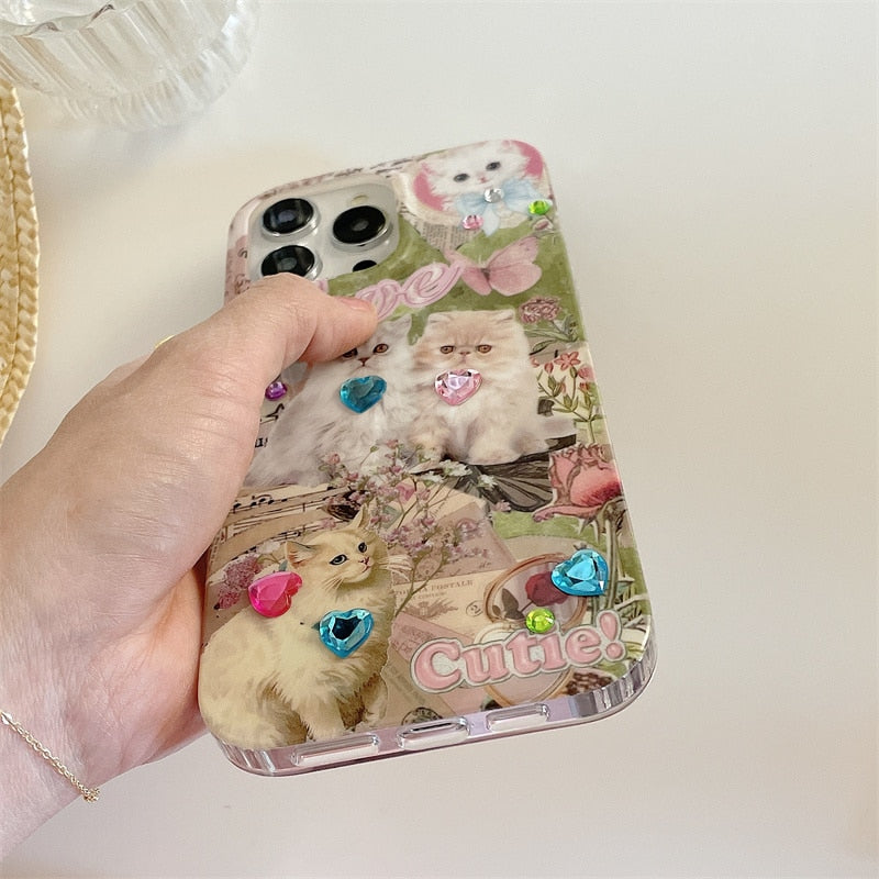Adorable Cute Cat & Dog Design iPhone Phone Soft Cover Case