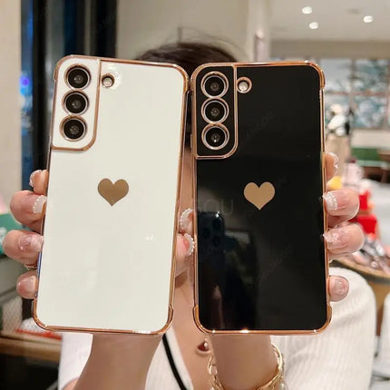 Luxury Plating Side Love Heart Design Slim Phone Case Samsung Galaxy