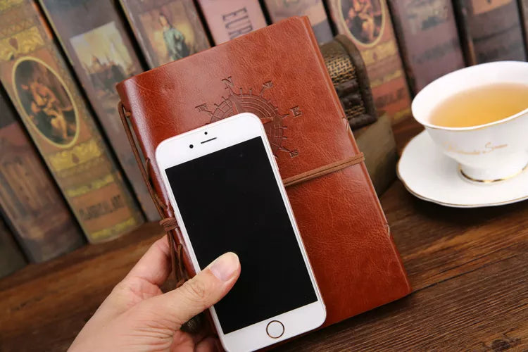 Retro Spiral Vintage Pirate Anchor Leather Scrapbook Travel Journal Diary Notebook - Accessoriesforever