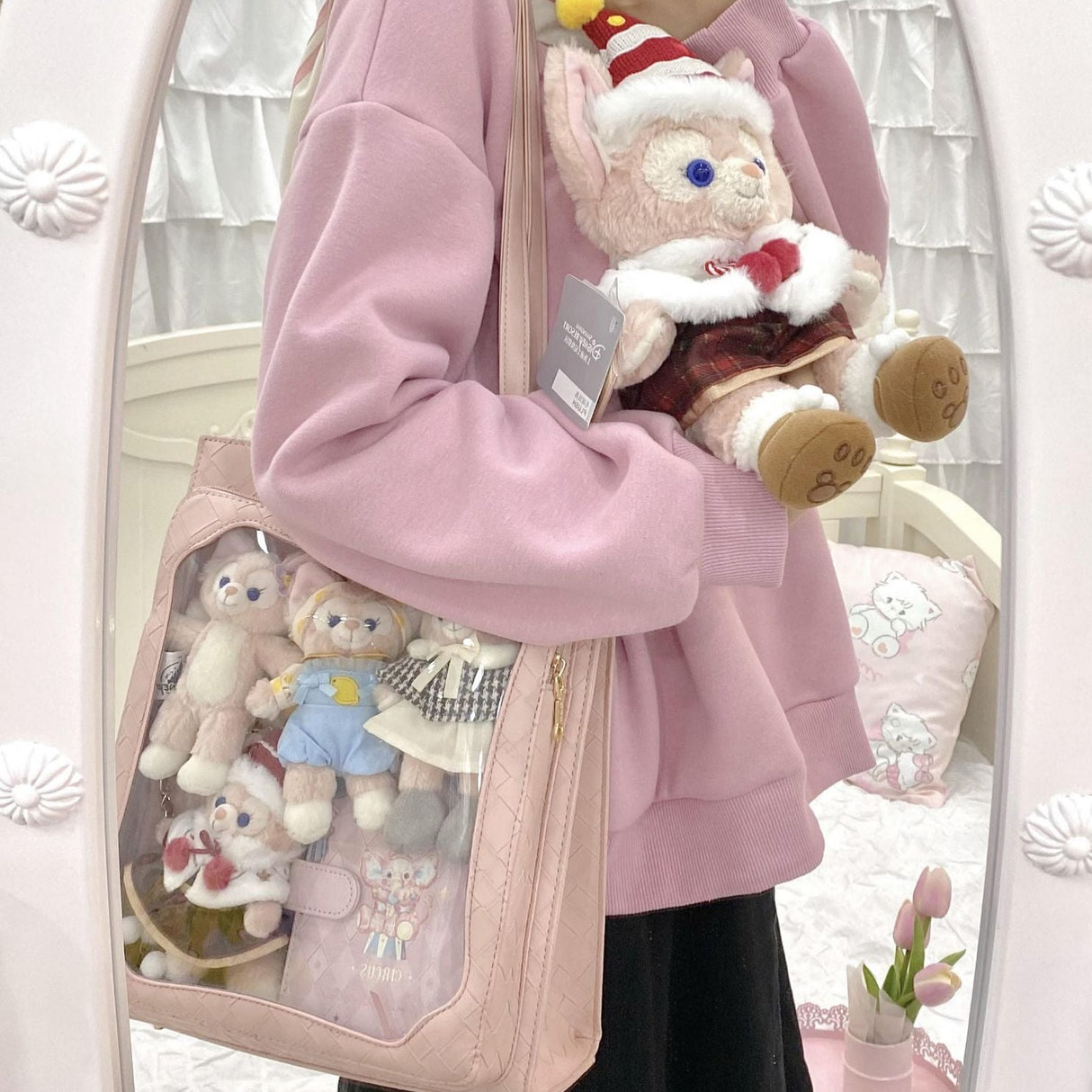 Stylish Trendy Large Clear Window Fashion Ita-bag Pin Bag Handbag Tote