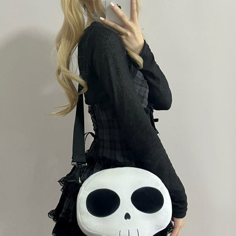 Cute Spooky Stylish Skeleton Skull Plush Halloween Crossbody Shoulder Fashion Bag