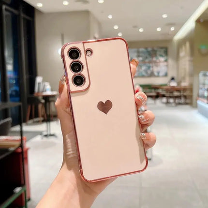 Luxury Plating Side Love Heart Design Slim Phone Case Samsung Galaxy