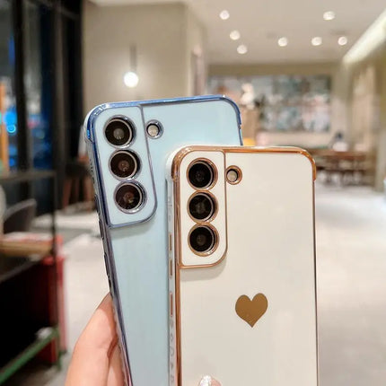 Luxury Plating Side Love Heart Design Slim Phone Case Samsung Galaxy