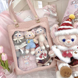 Stylish Trendy Large Clear Window Fashion Ita-bag Pin Bag Handbag Tote