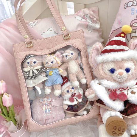 Stylish Trendy Large Clear Window Fashion Ita-bag Pin Bag Handbag Tote