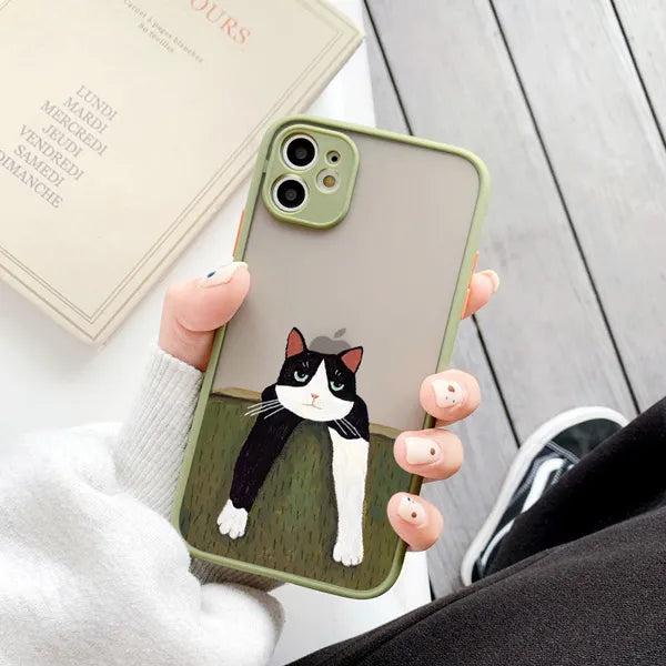 Adorable Cat Design Phone Case Cover for iPhone 15 14 Pro Max Plus