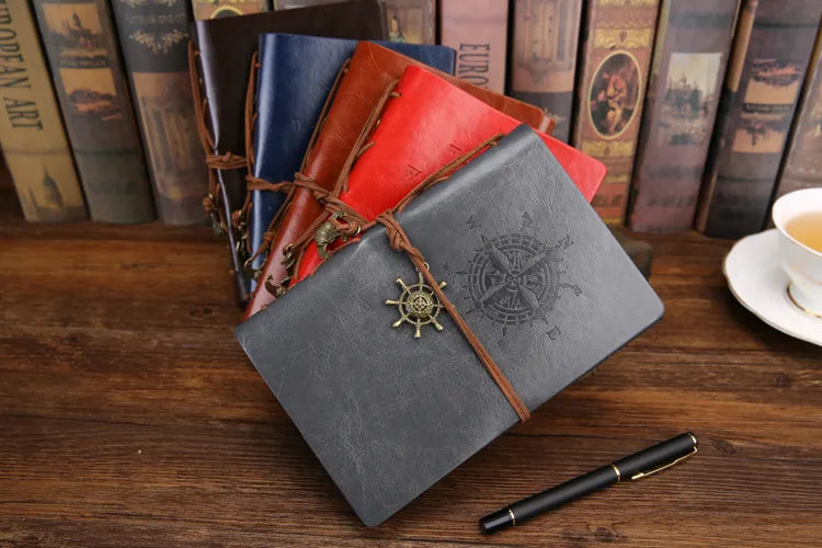 Retro Spiral Vintage Pirate Anchor Leather Scrapbook Travel Journal Diary Notebook - Accessoriesforever