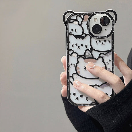 Cute Bear Cat Animal Design Strap Soft iPhone Protective Phone Case Cover