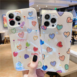Cute Colorful Love Heart Phone Case Cover For iPhone 15 Pro Max 14 13 12 11 X XS XR 7 8 Plus