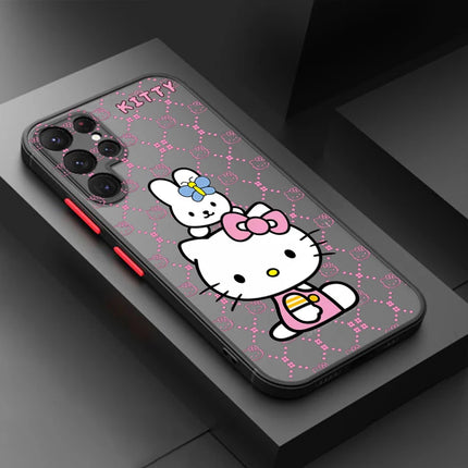Cute Hello Kitty Ultra Lite Frosted Clear Phone Case Cover for Samsung Galaxy