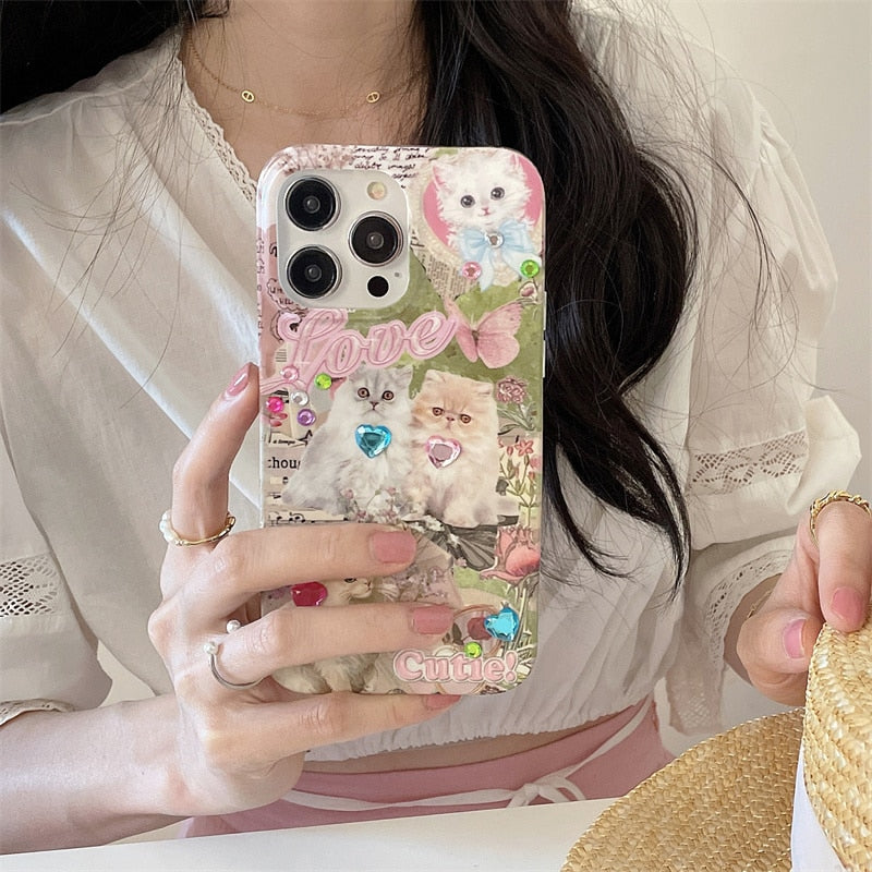 Adorable Cute Cat & Dog Design iPhone Phone Soft Cover Case