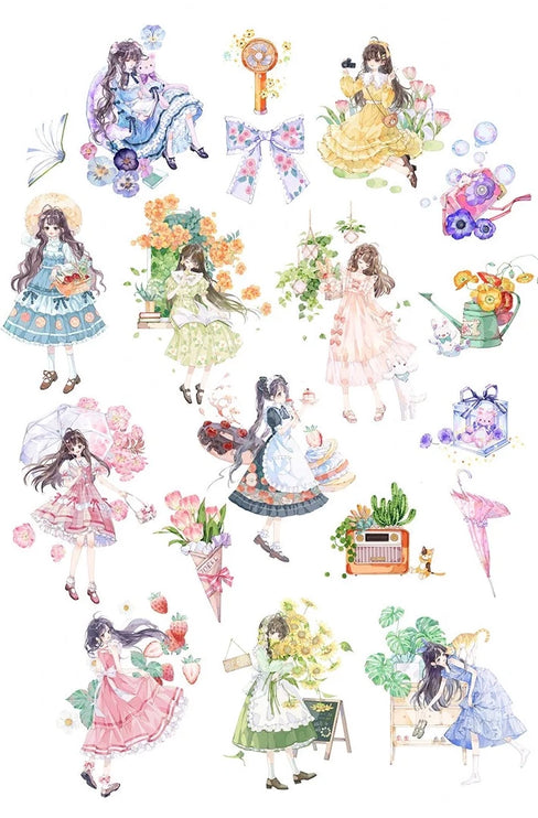 16pc Adorable Girl Characters Scrapbooking DIY Craft Decor Journal Stickers