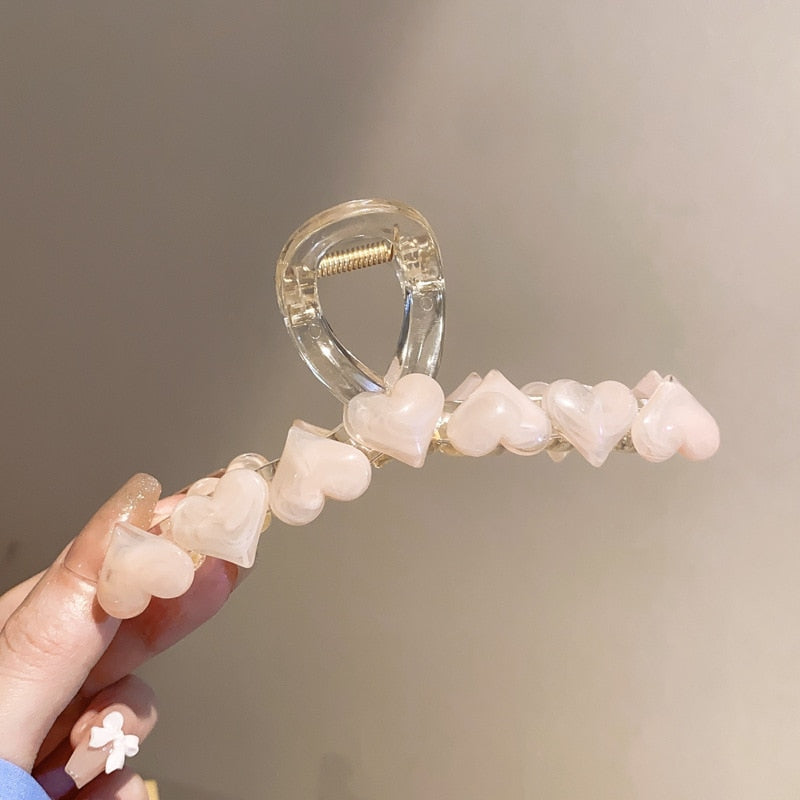 Sweet Adorable Love Heart Charm Jelly Fashion Hair Clip Claw