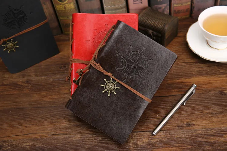 Retro Spiral Vintage Pirate Anchor Leather Scrapbook Travel Journal Diary Notebook - Accessoriesforever