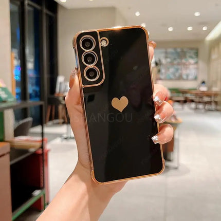 Luxury Plating Side Love Heart Design Slim Phone Case Samsung Galaxy