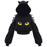 Cute Cat Ear Pullover Lace Up Long Sleeve Sweater Hoodie