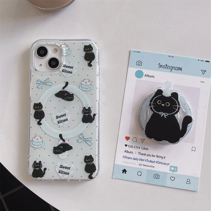 Cute Black Cat Magnetic Holder Stand MagSafe Phone Case Cover for iPhone - Accessoriesforever